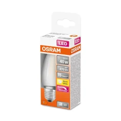 Ampoule LED Flamme E27 dépoli 4.8W Equivalence Halo 40W 2700K Dimmable