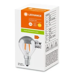 Ampoule LED sphérique E14 calotte argenté 4W Equivalence Halo 31W 2700K Non dimmable