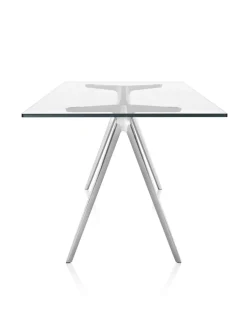 Baguette table 160x85 cm - Verre transparent / Pied Aluminium poli (Outlet)