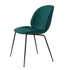 Beetle dining chair piétement noir mat - velours bleu turquoise