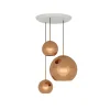 Copper Led trio round pendant system