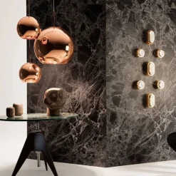 Copper Led trio round pendant system