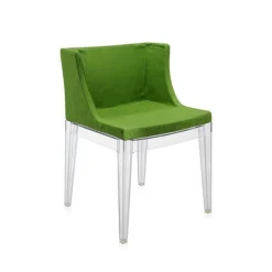 Fauteuil Mademoiselle damassé vert