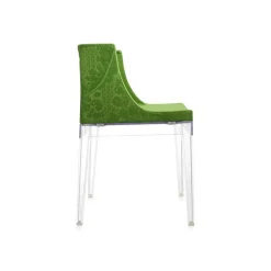 Fauteuil Mademoiselle damassé vert