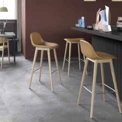 Fiber chaise de bar - piètement bois