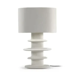 Lampe de table blanche papier maché géométrique Earth