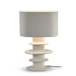 Lampe de table blanche papier maché géométrique Earth