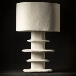 Lampe de table blanche papier maché géométrique Earth