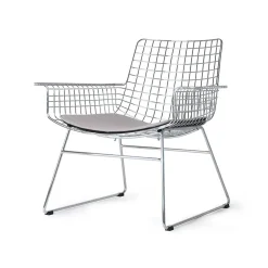 Metal wire lounge chair - Chrome - Avec coussin d'assise (Outlet)
