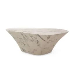 Oval marble look coffee table