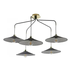 Plafonnier Gatsby 5 lampes - Paon noir et blanc (Outlet)