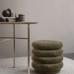 Pouf rond velours délavé