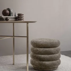 Pouf rond velours délavé