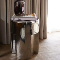 Stoneware table d'appoint chrome