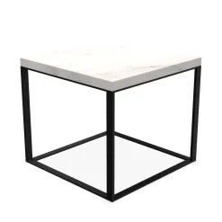 Table d'appoint Lithos - Marbre Blanc / Chrome noir (Outlet)