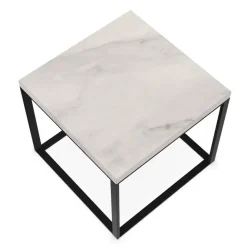 Table d'appoint Lithos - Marbre Blanc / Chrome noir (Outlet)